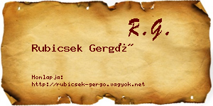 Rubicsek Gergő névjegykártya